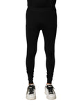 Leggings pour hommes Dolce & Gabbana en nylon noir avec logo élastique et extérieur, ajustés et confortables.