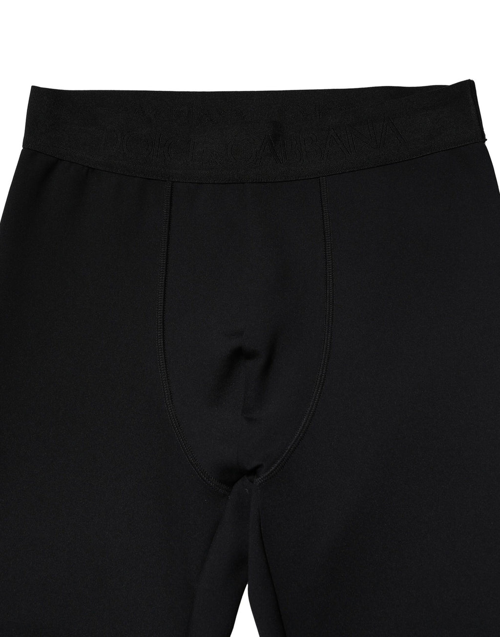 Leggings pour hommes Dolce & Gabbana en nylon noir avec logo élastique, ajustés et confortables.