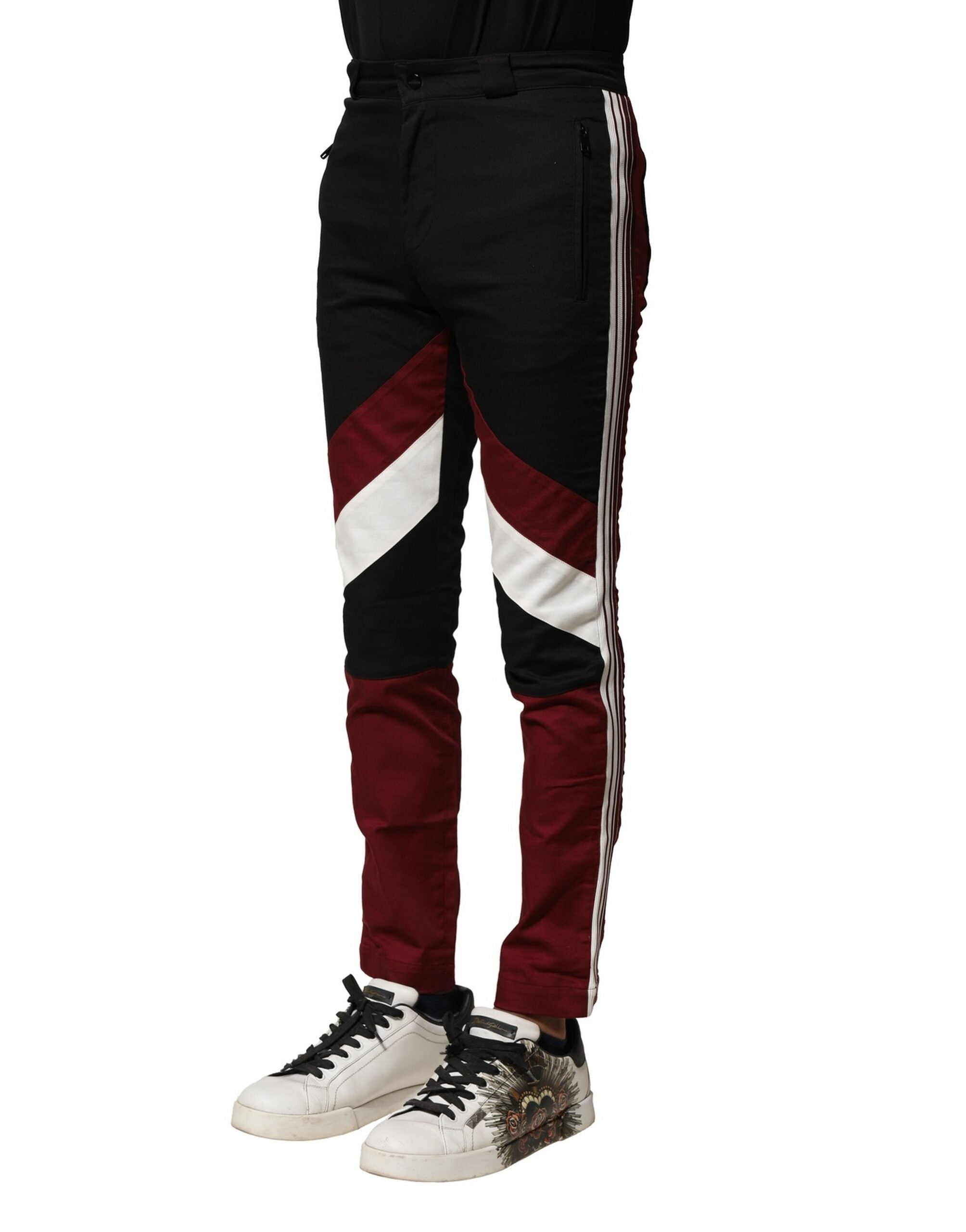 Pantalon jogger multicolore en coton pour homme de Dolce & Gabbana, style décontracté et moderne, visible en détail.