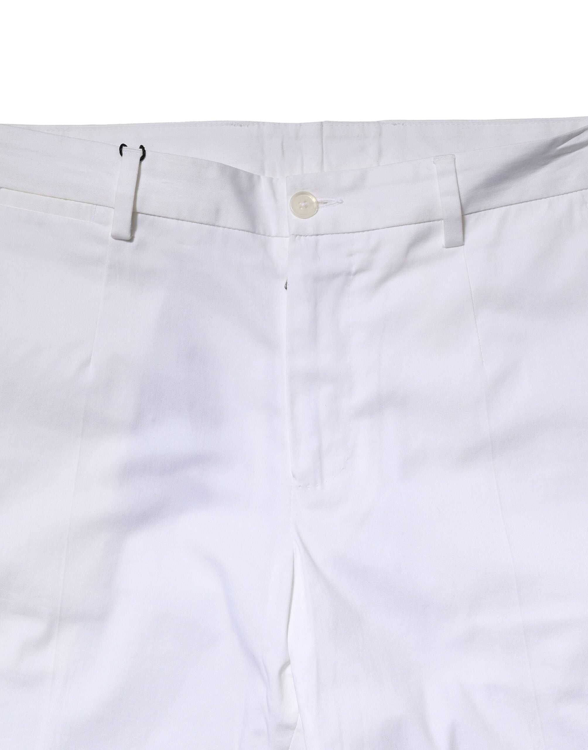 Pantalon homme blanc en coton Dolce & Gabbana, coupe droite avec logo visible, style élégant et moderne.