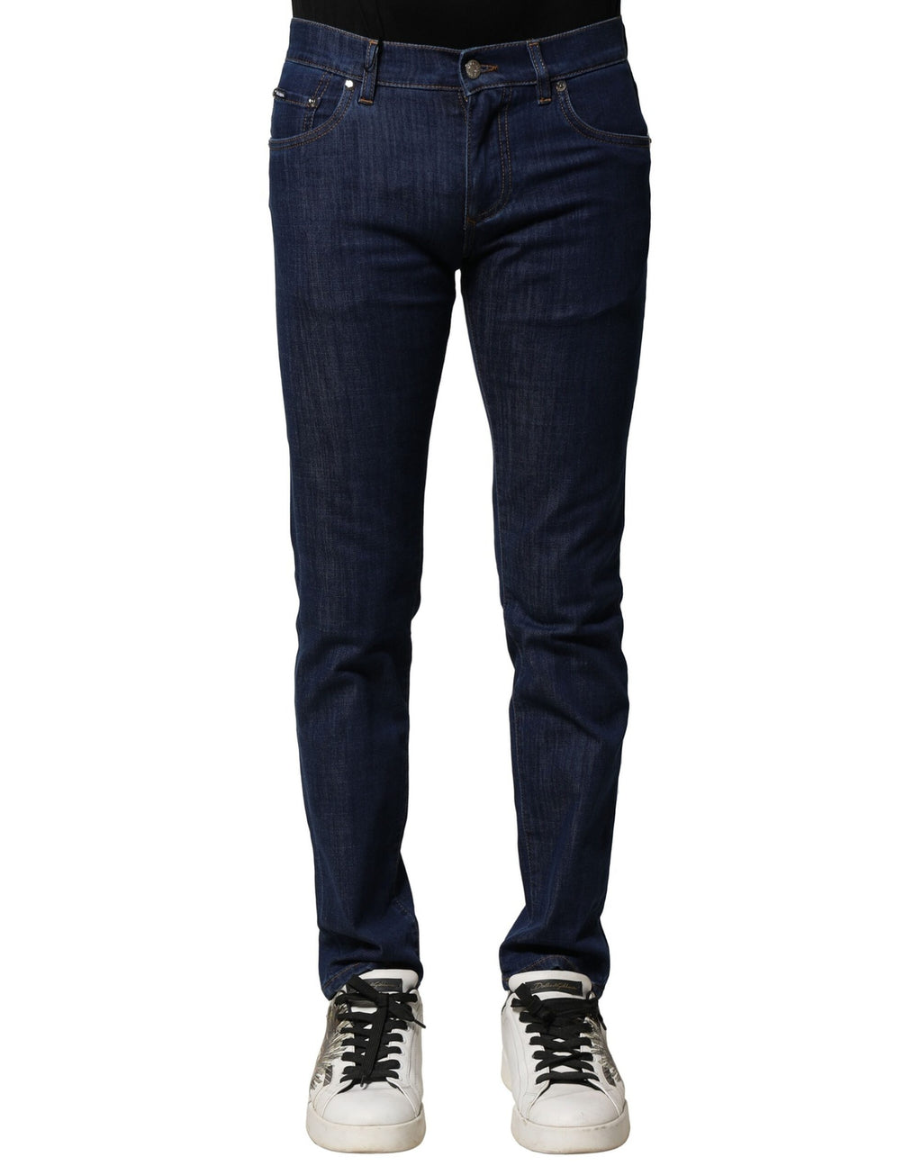 Jeans slim en coton stretch bleu pour homme de Dolce & Gabbana, coupe skinny, avec détails classiques en denim.