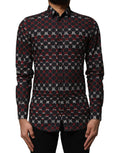 Chemise à manches longues Dolce & Gabbana en coton multicolore avec détails dorés, élégante et tendance.