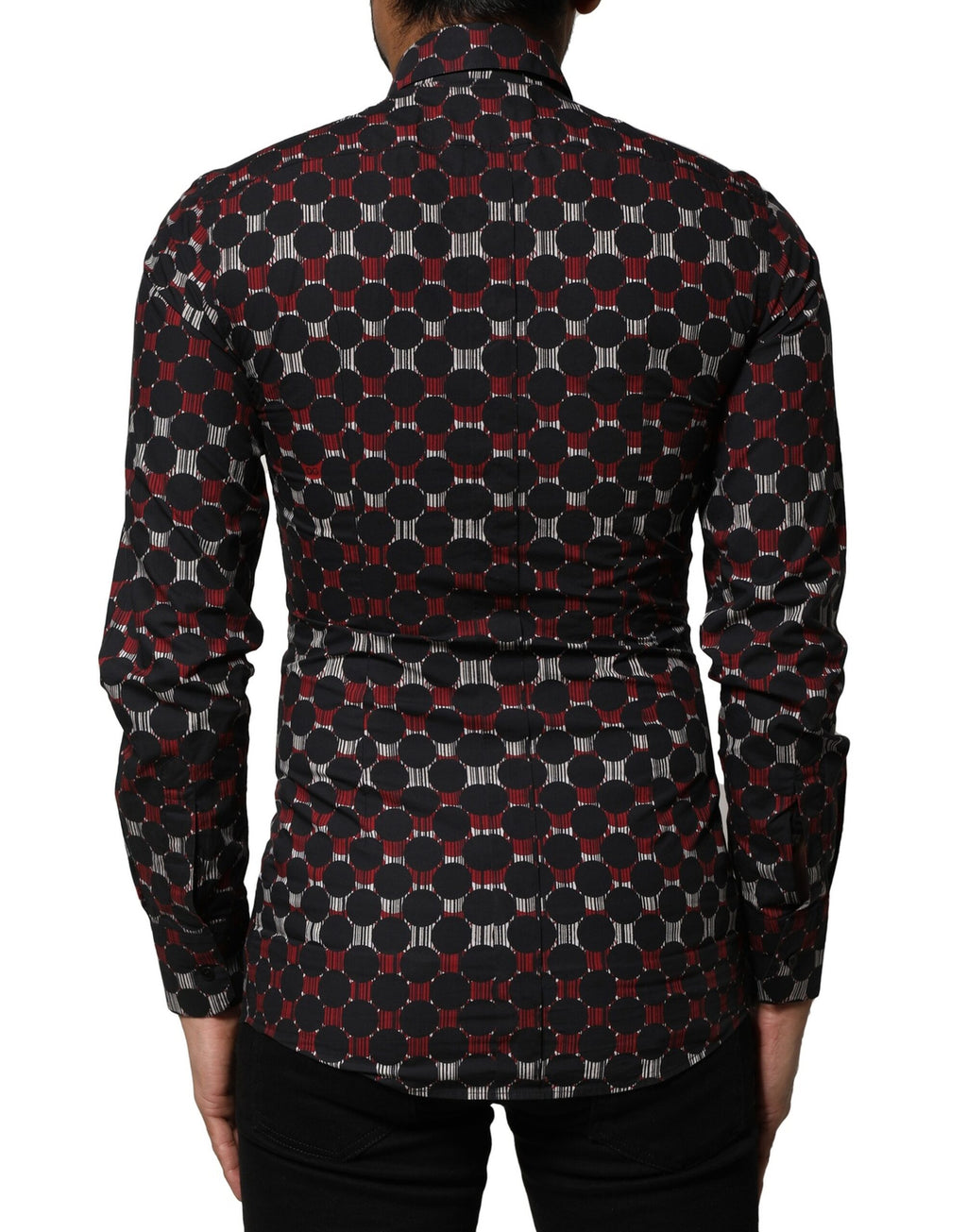 Chemise à manches longues Dolce & Gabbana en coton multicolore avec détails dorés, élégante et sophistiquée.