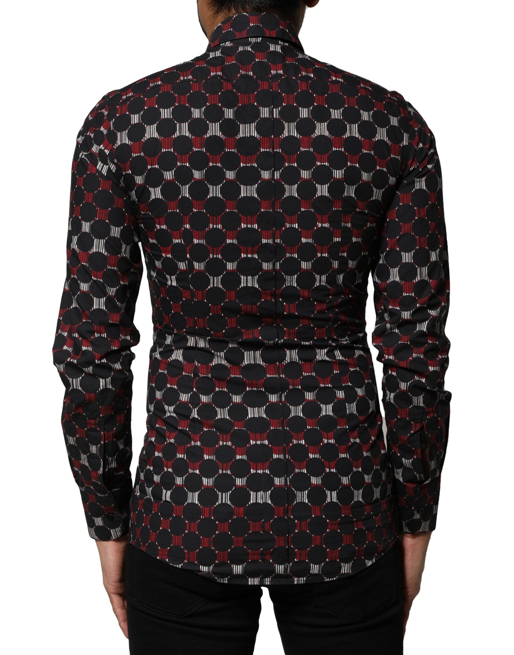 Chemise à manches longues Dolce & Gabbana en coton multicolore avec détails dorés, élégante et sophistiquée.