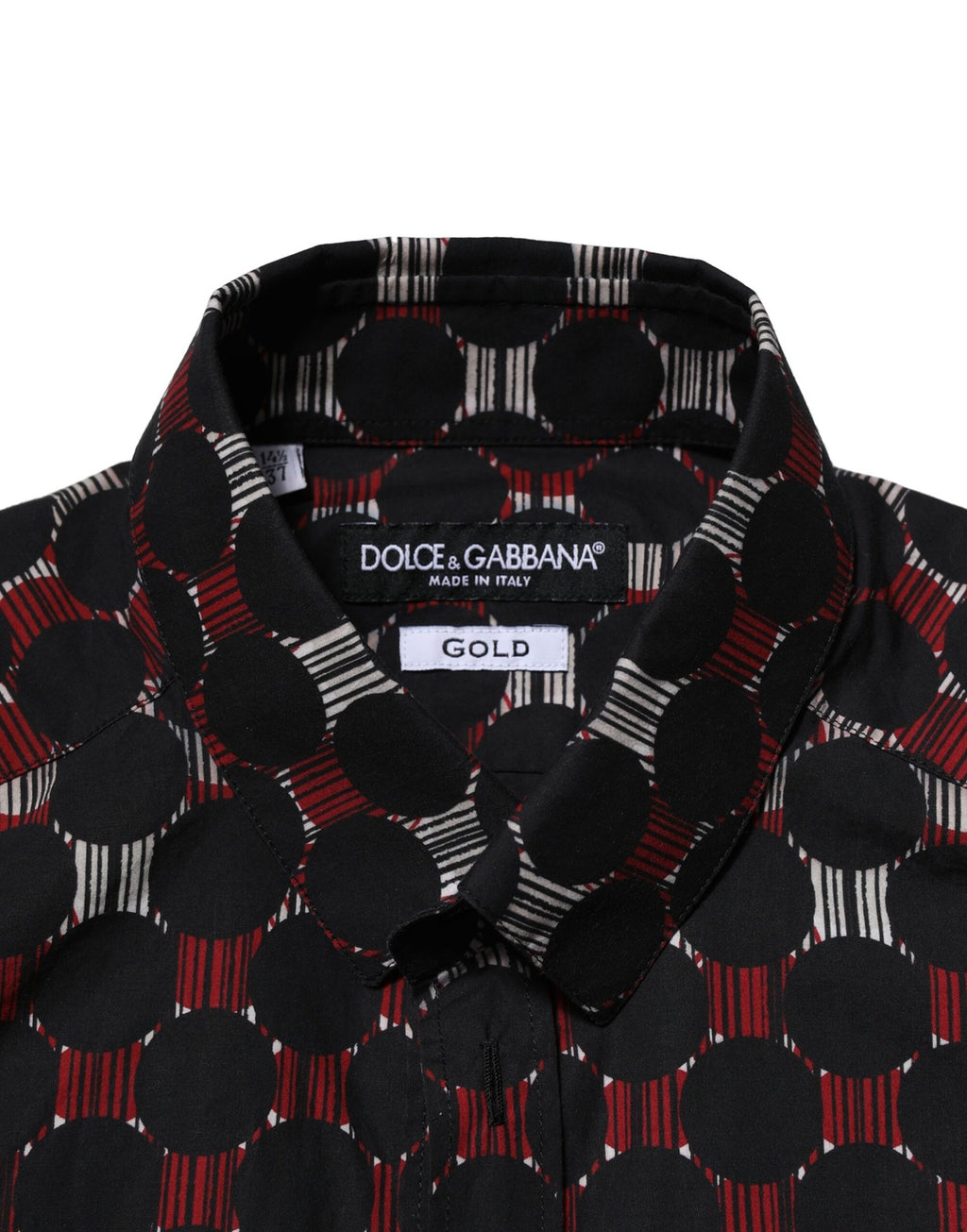 Chemise Dolce & Gabbana en coton multicolore à manches longues avec détails dorés, élégante et moderne.