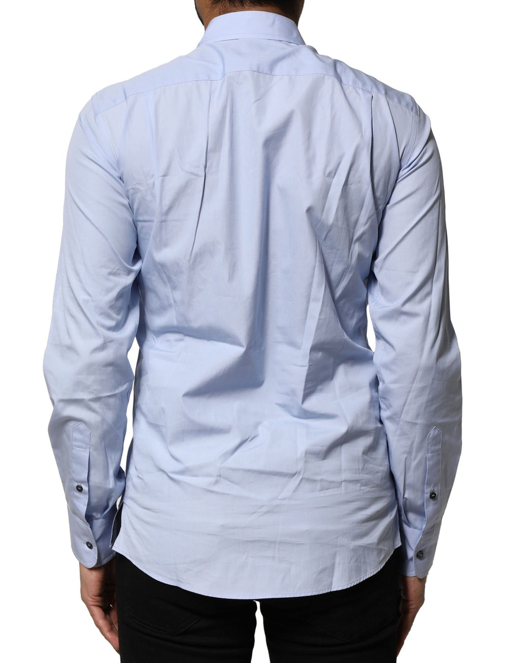 Chemise longue en coton Dolce & Gabbana Light Blue pour homme, avec manches longues et coupe élégante.