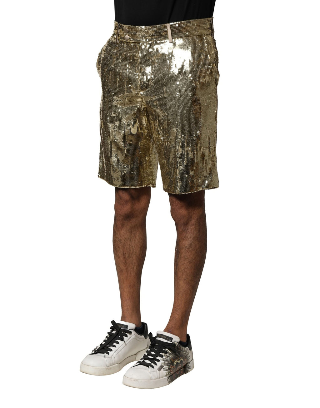 Shorts bermuda Dolce & Gabbana en polyester orné de sequins et d embellissements brillants, style élégant et sophistiqué.