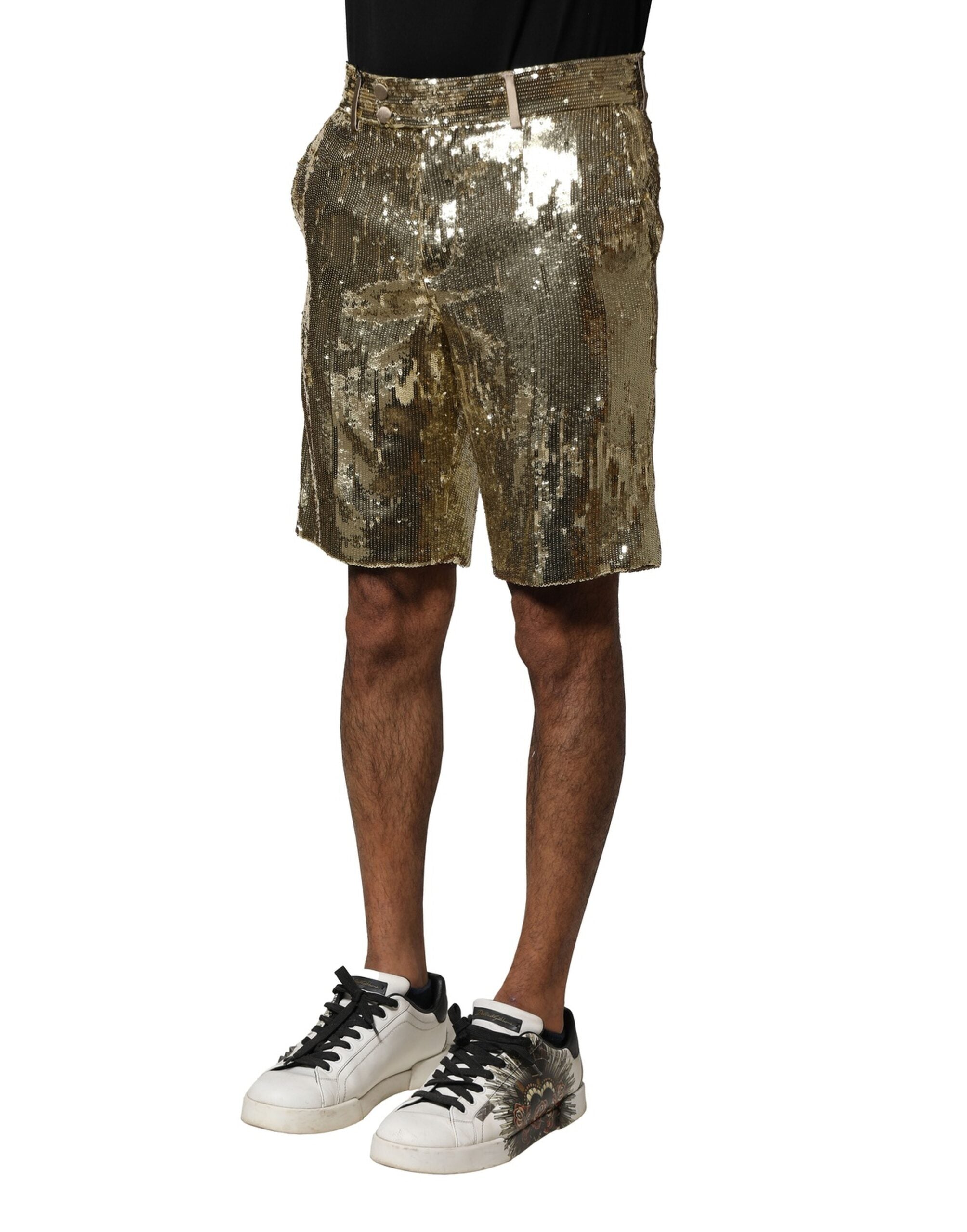 Shorts bermuda Dolce & Gabbana en polyester orné de sequins et d embellissements brillants, style élégant et sophistiqué.