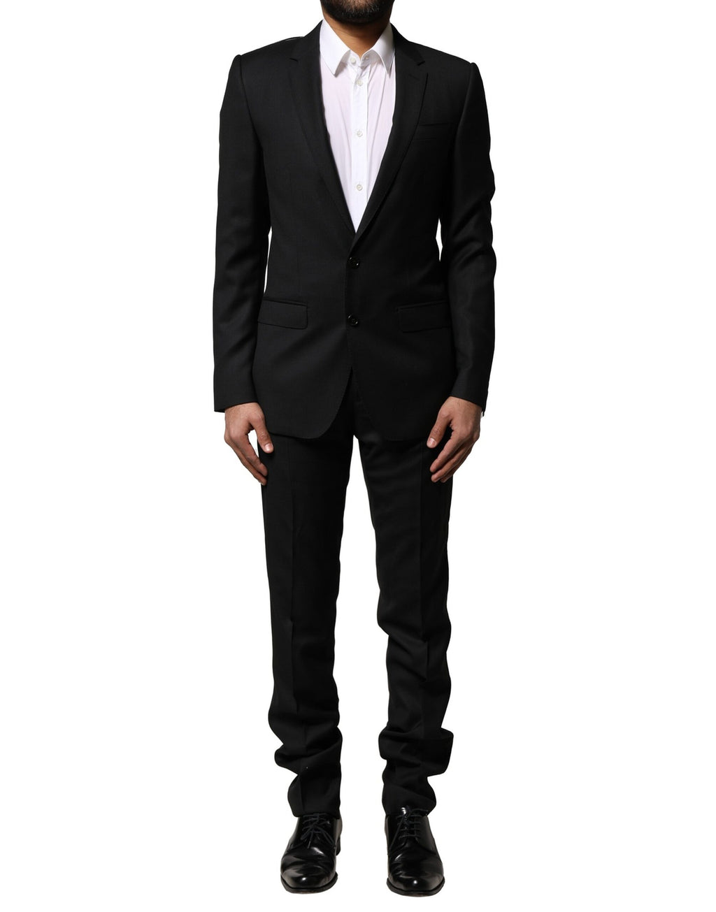 Costume formel en laine bleu Dolce & Gabbana MARTINI à deux pièces, incluant veste et pantalon, élégant et sophistiqué.