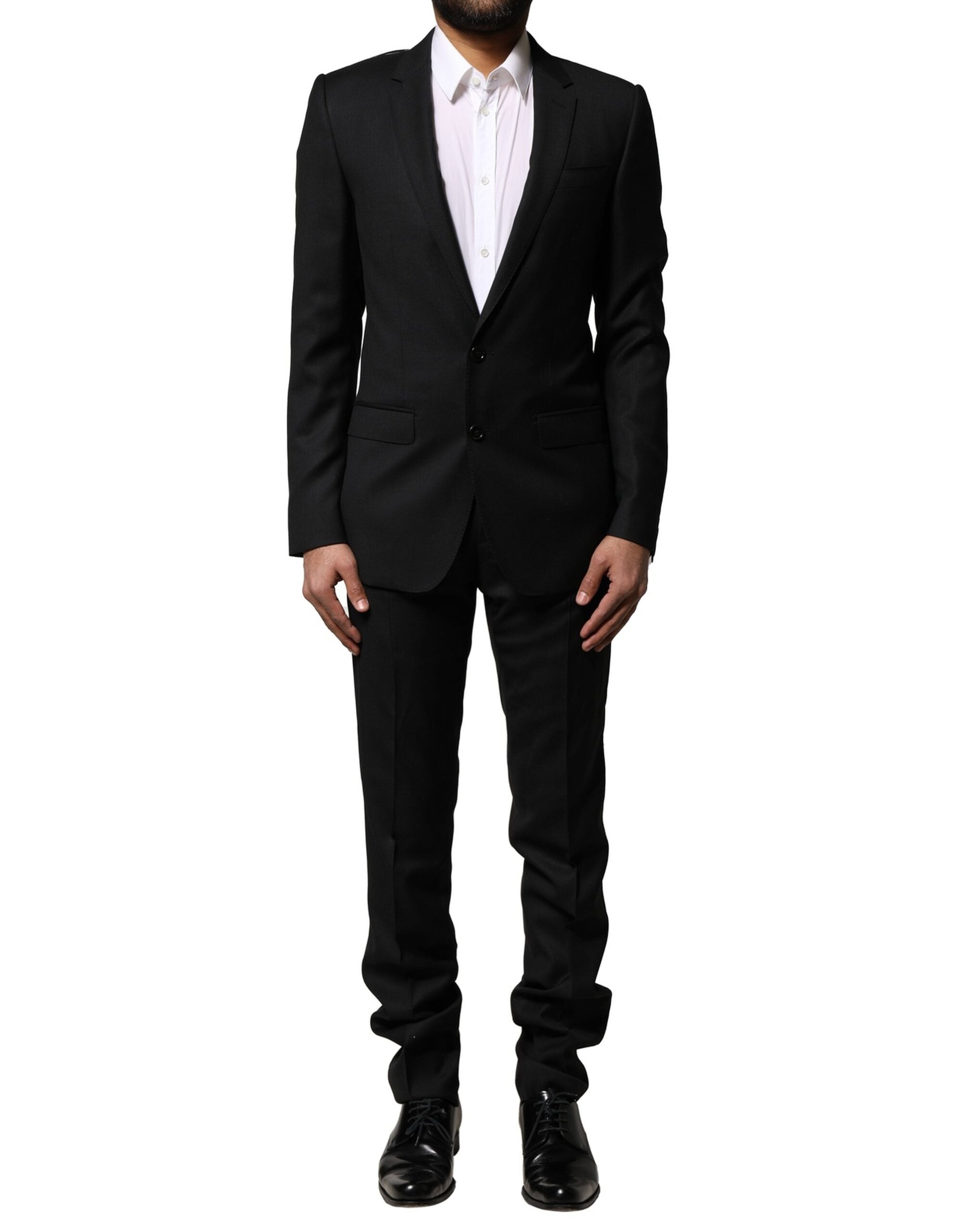 Costume formel en laine bleu Dolce & Gabbana MARTINI à deux pièces, incluant veste et pantalon, élégant et sophistiqué.