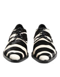 Chaussures Dolce & Gabbana en cuir de zèbre noir et blanc avec fourrure de poney, élégantes et sophistiquées.