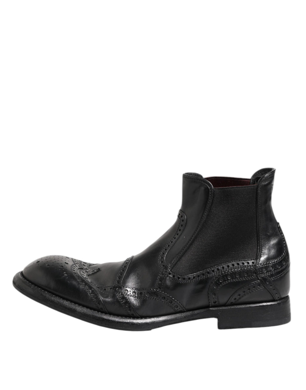 Chaussures bottines en cuir noir Dolce & Gabbana, chaussures à enfiler élégantes pour femmes.