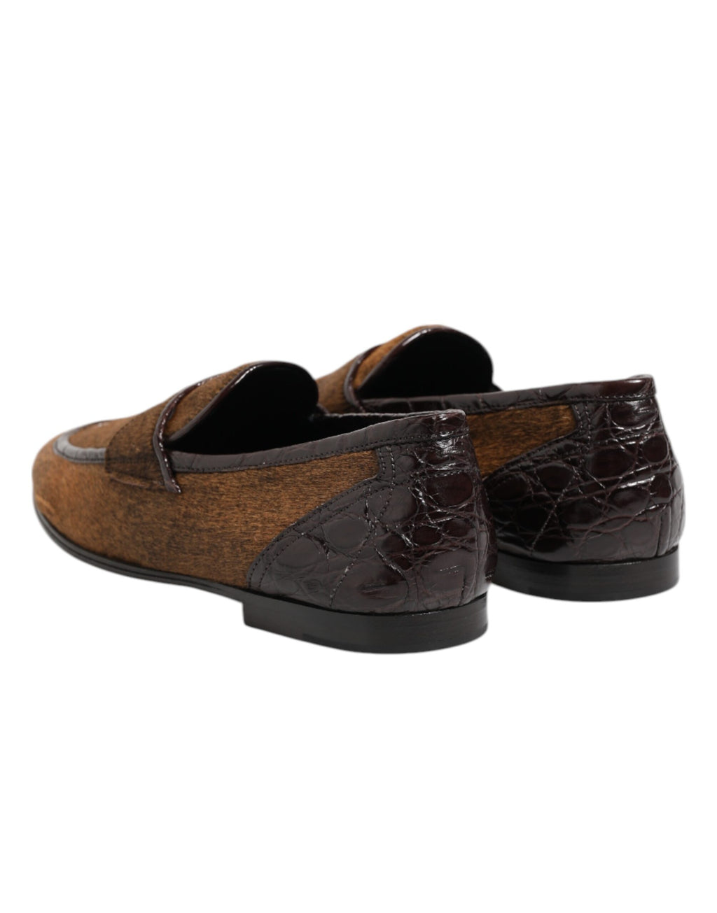 Chaussures à enfiler en cuir marron Dolce & Gabbana pour homme, mocassins élégants pour des tenues formelles.