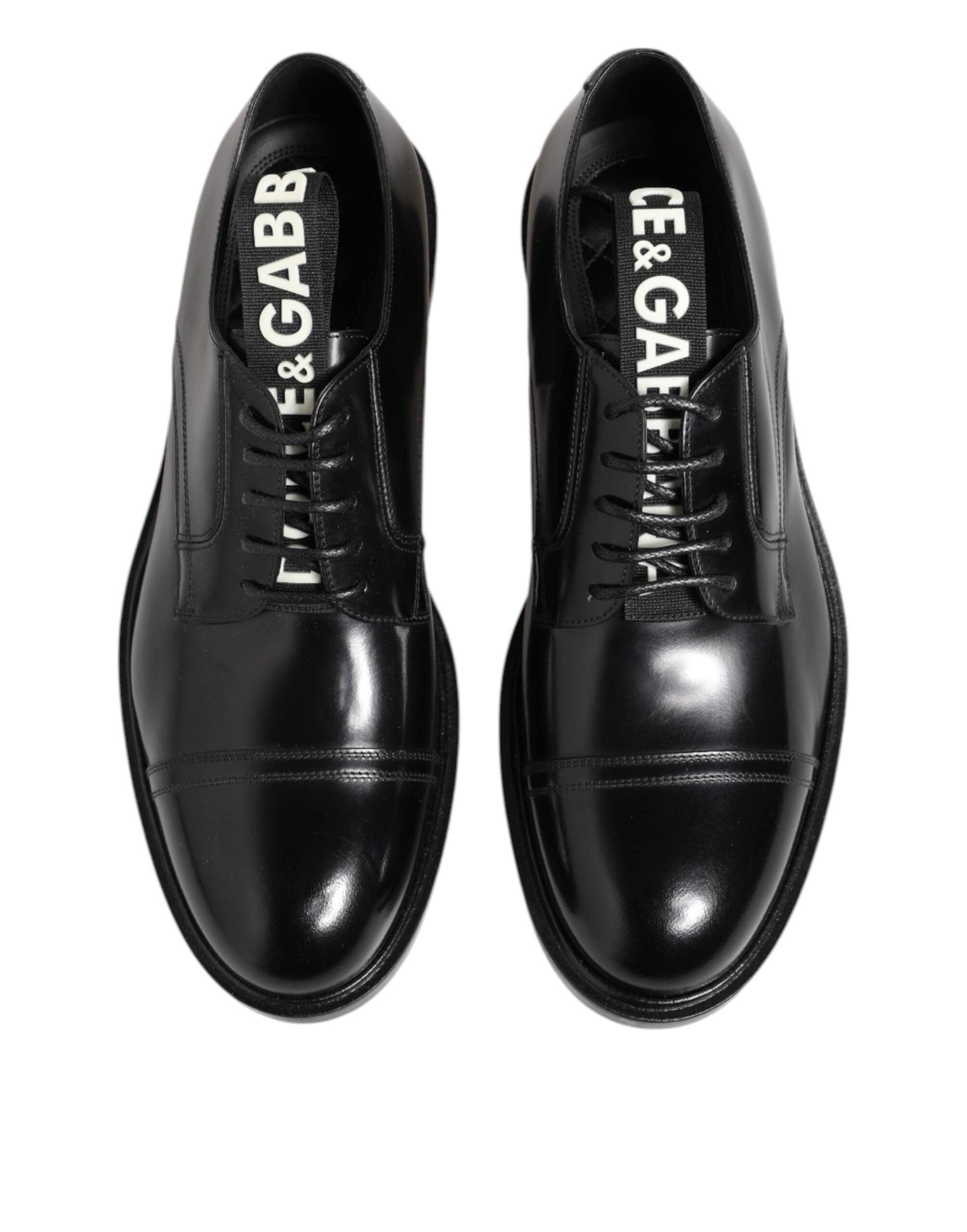 Chaussures formelles en cuir noir Dolce & Gabbana pour homme avec lacets, élégantes et sophistiquées.