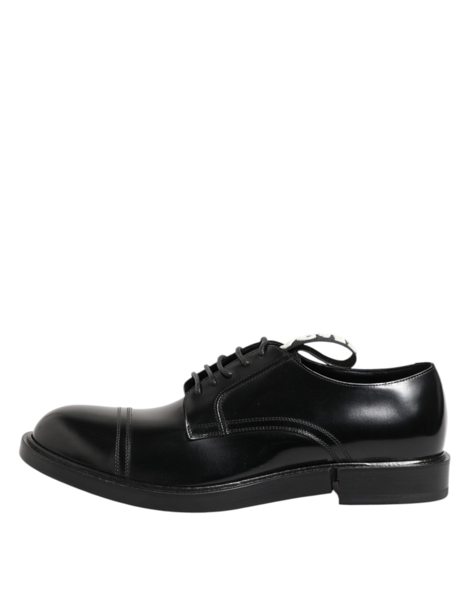 Chaussures formelles en cuir noir Dolce & Gabbana pour homme, avec lacets, élégantes et sophistiquées.