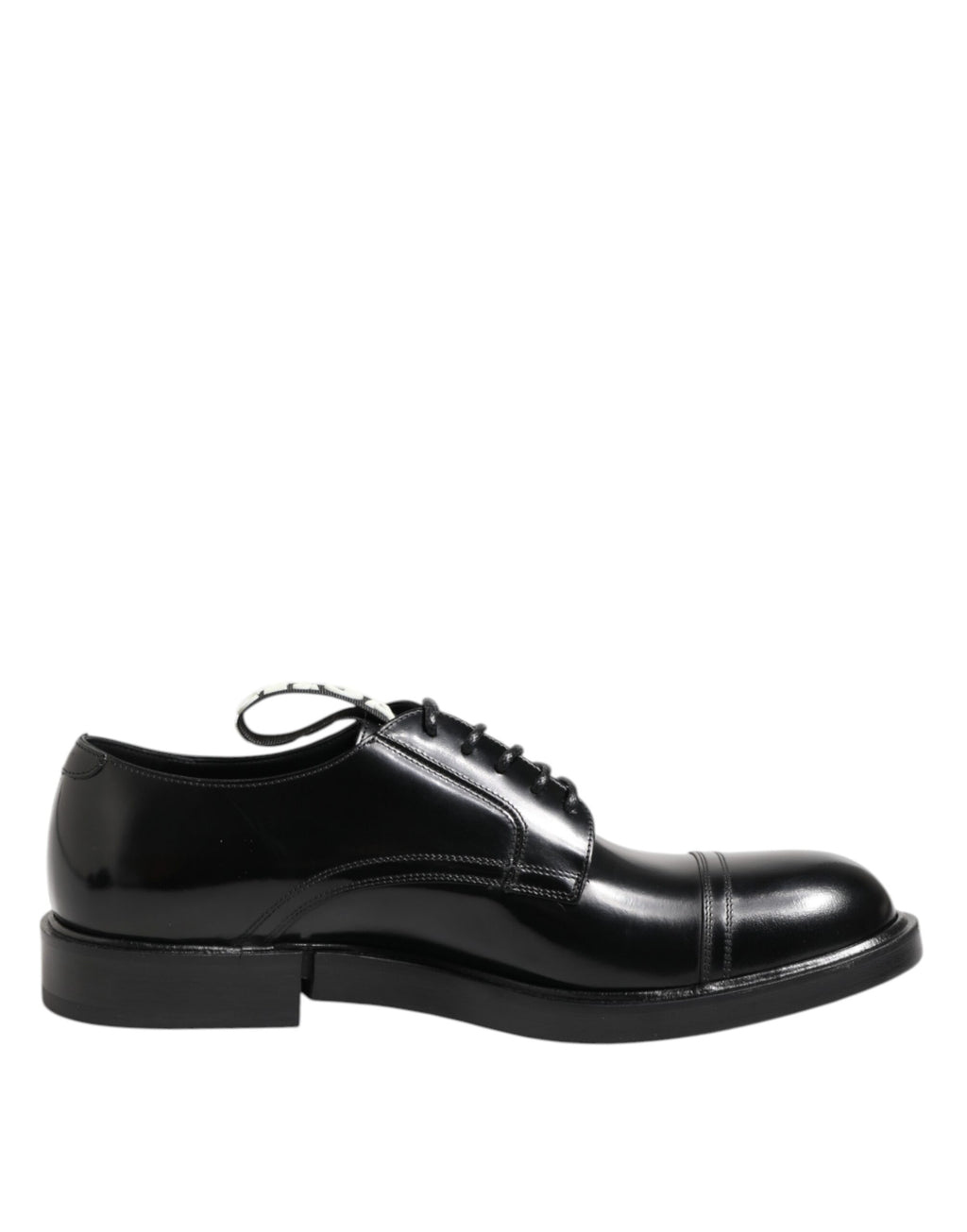 Chaussures formelles pour hommes Dolce & Gabbana en cuir noir avec lacets, élégantes et sophistiquées.