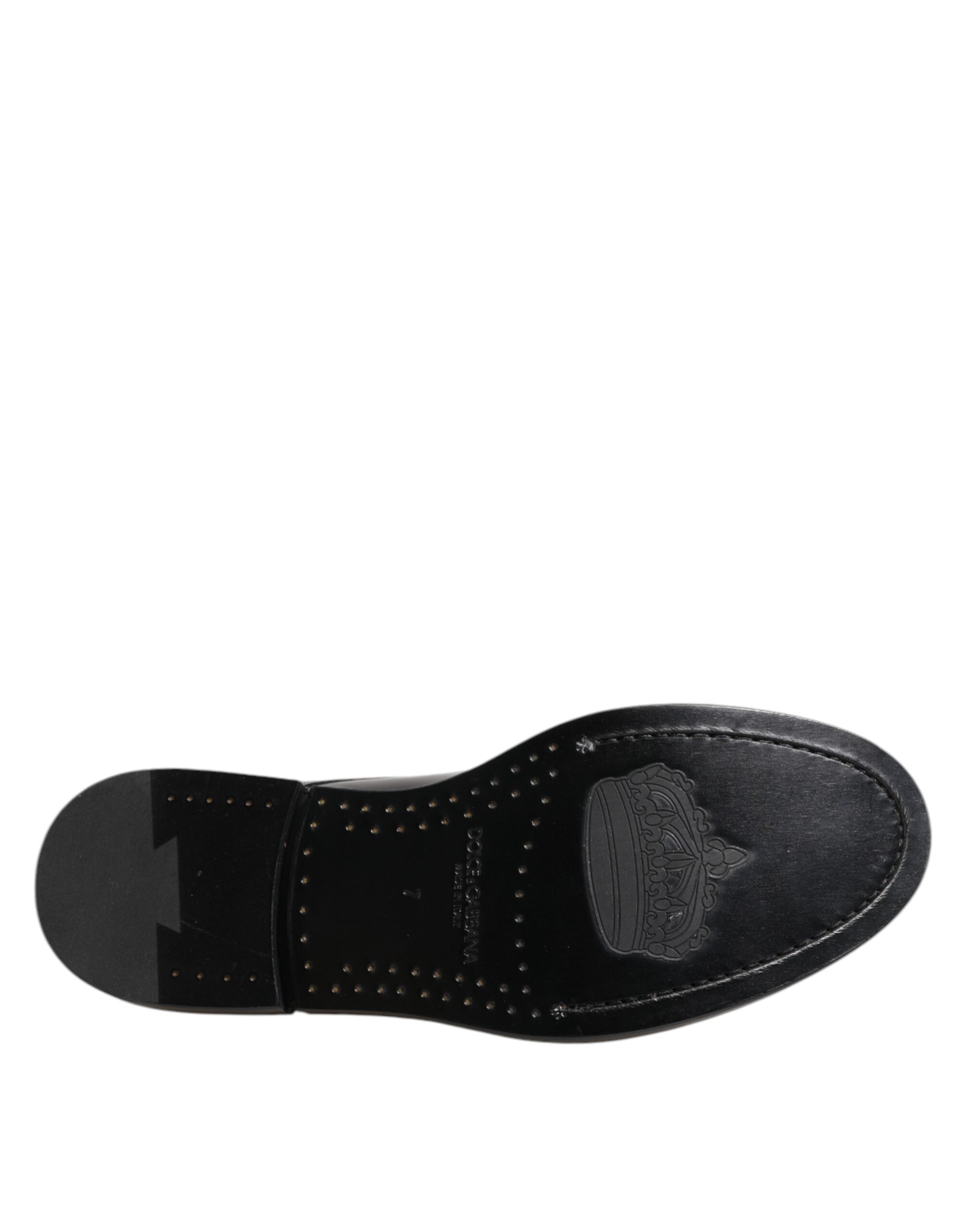Chaussures formelles en cuir noir Dolce & Gabbana pour homme avec lacets, élégantes et raffinées.