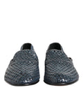 Chaussures mocassins Dolce & Gabbana en cuir tissé bleu, slip-on élégants pour homme.