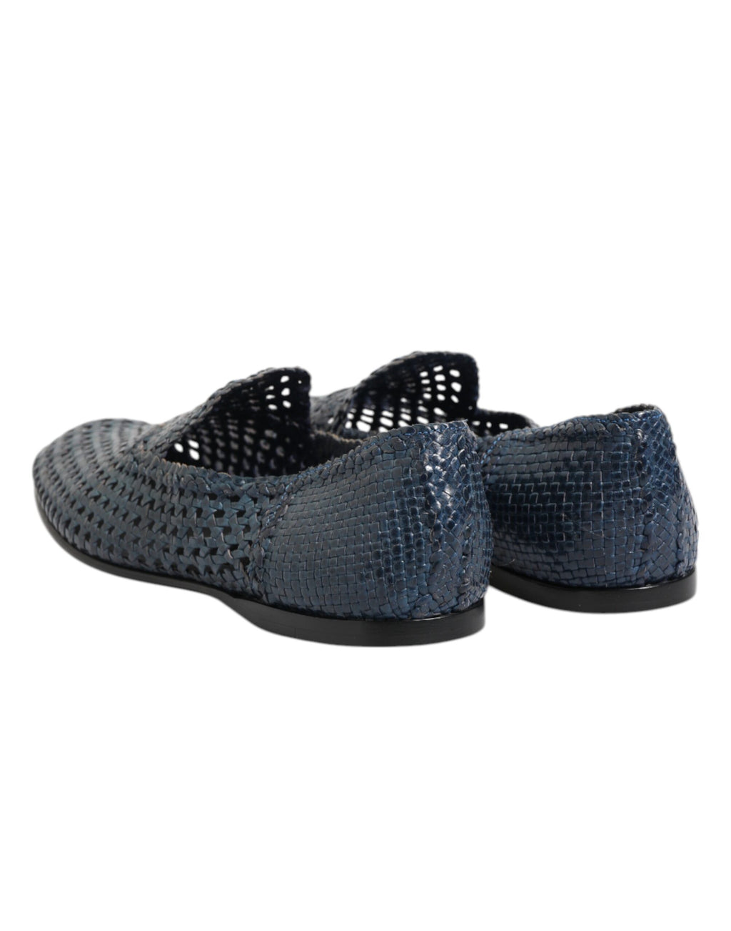 Chaussures mocassins en cuir tissé bleu Dolce & Gabbana, slip-on élégants pour homme.