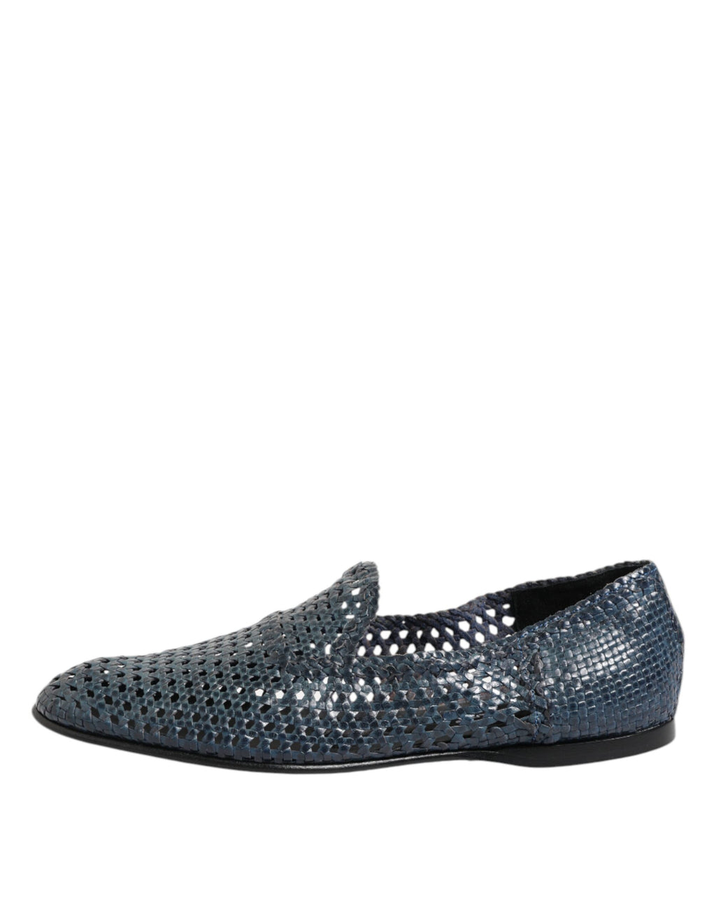 Chaussures mocassins en cuir tissé bleu Dolce & Gabbana, slip-on élégants et confortables pour homme.