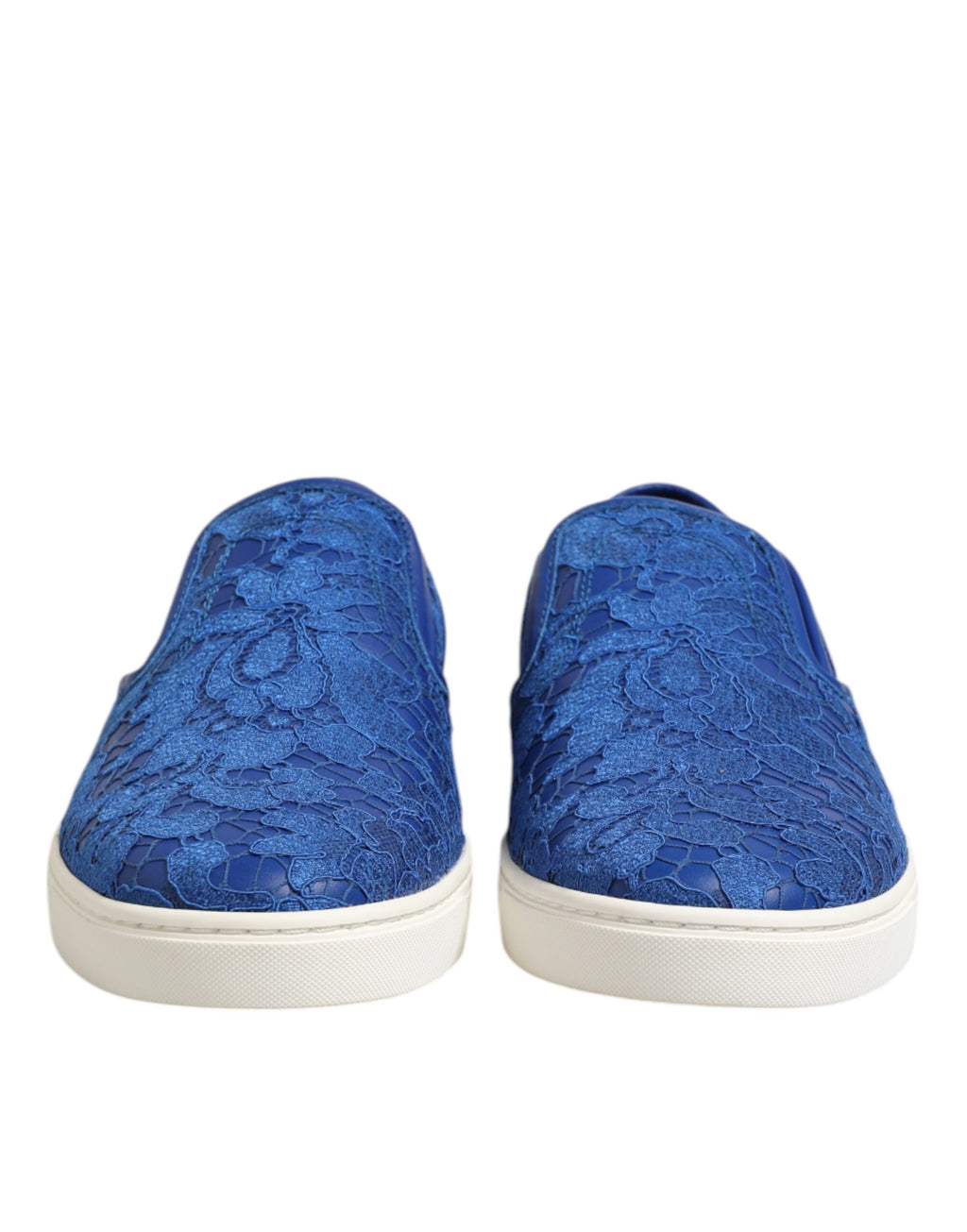 Chaussures Dolce & Gabbana en cuir bleu, baskets à lacets slip-on avec design élégant et moderne.