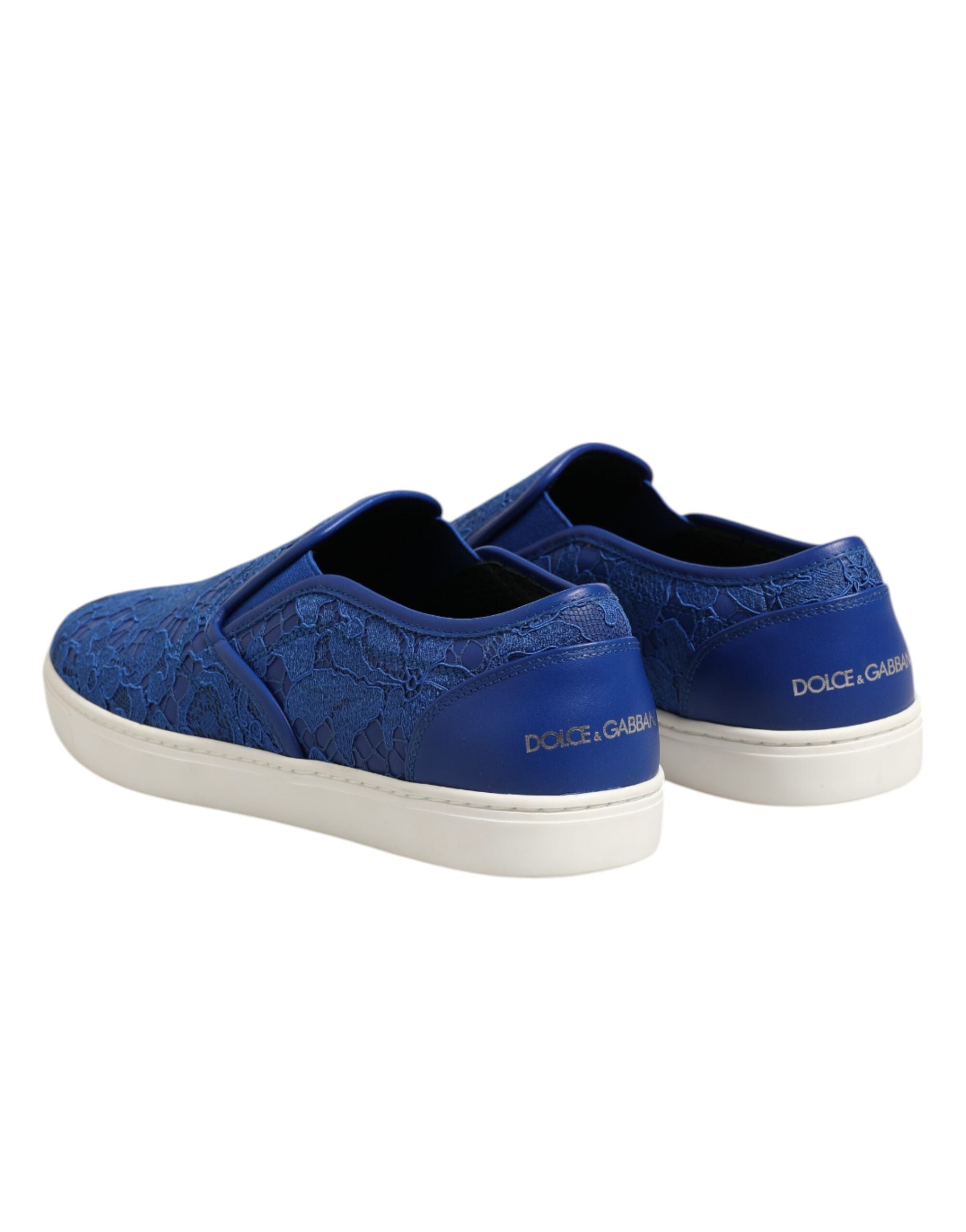 Chaussures Dolce & Gabbana en cuir bleu à lacets et à enfiler, sneakers élégants pour homme.