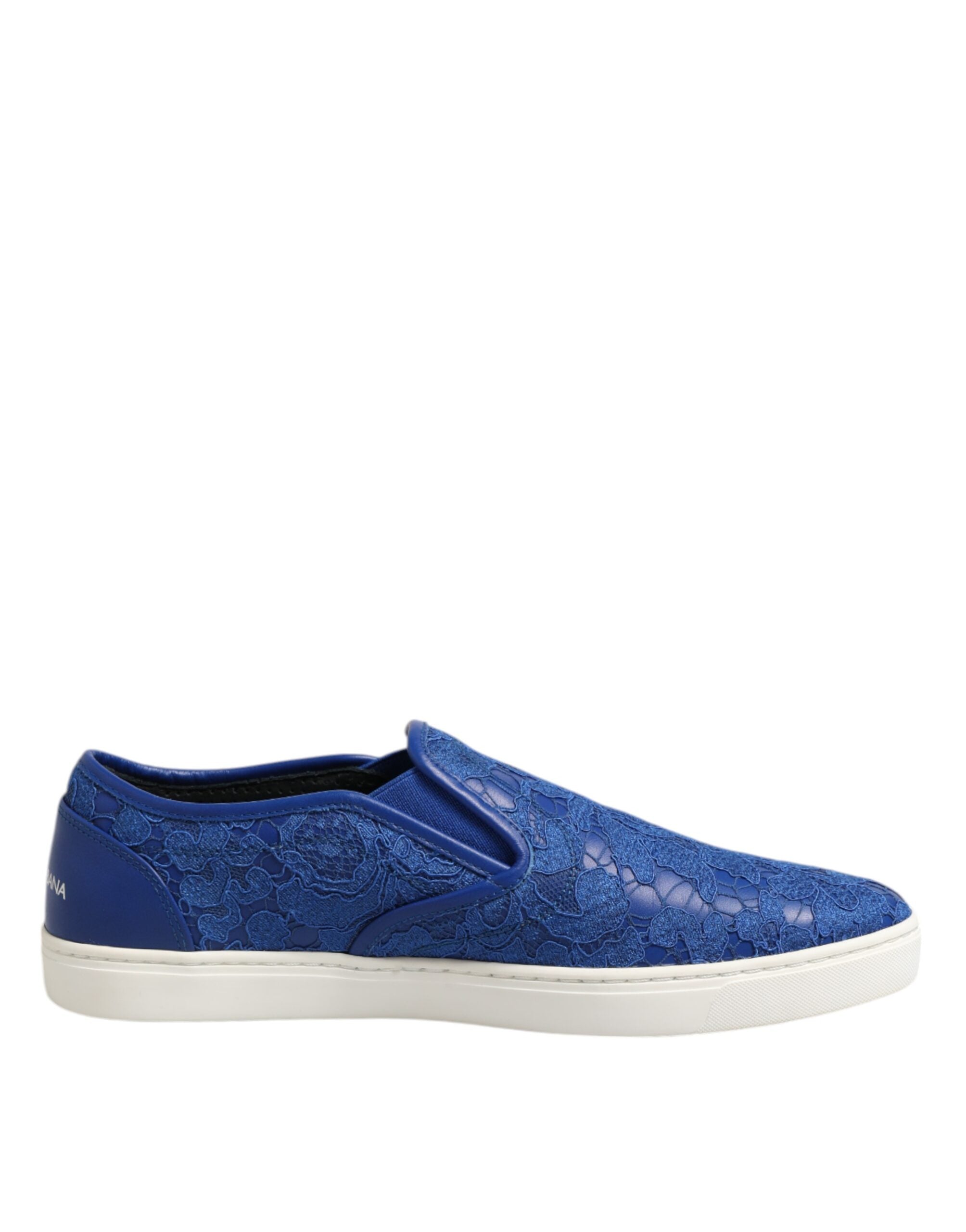 Sneakers Dolce & Gabbana en cuir bleu avec lacets, chaussures slip-on élégantes pour homme.