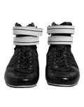 Chaussures Dolce & Gabbana sneakers en cuir noir matelassé avec lacets, style élégant et moderne.