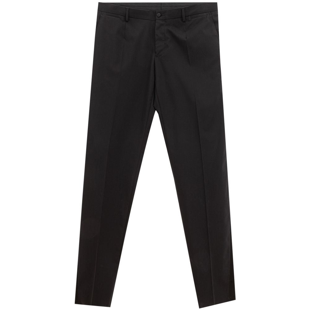 Pantalon noir en laine Dolce & Gabbana pour femme, coupe élégante et tissu doux, visible sur l'image.
