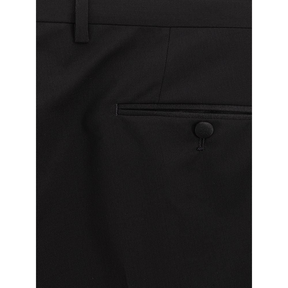 Pantalons habillés en laine noire de Dolce & Gabbana, style élégant et classique pour homme.