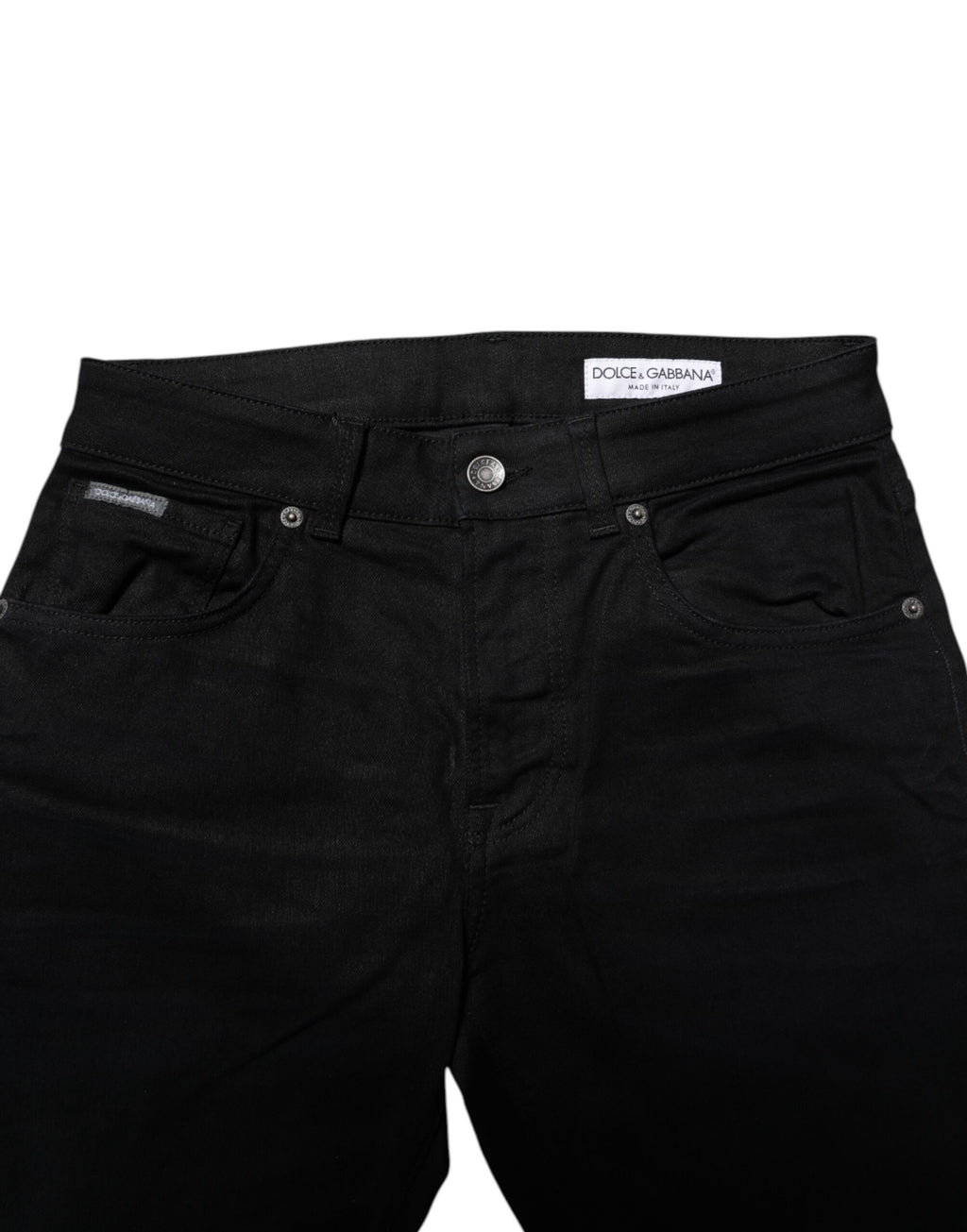 Jeans skinny en coton noir Dolce & Gabbana, coupe ajustée, avec détails classiques en denim pour un style élégant.
