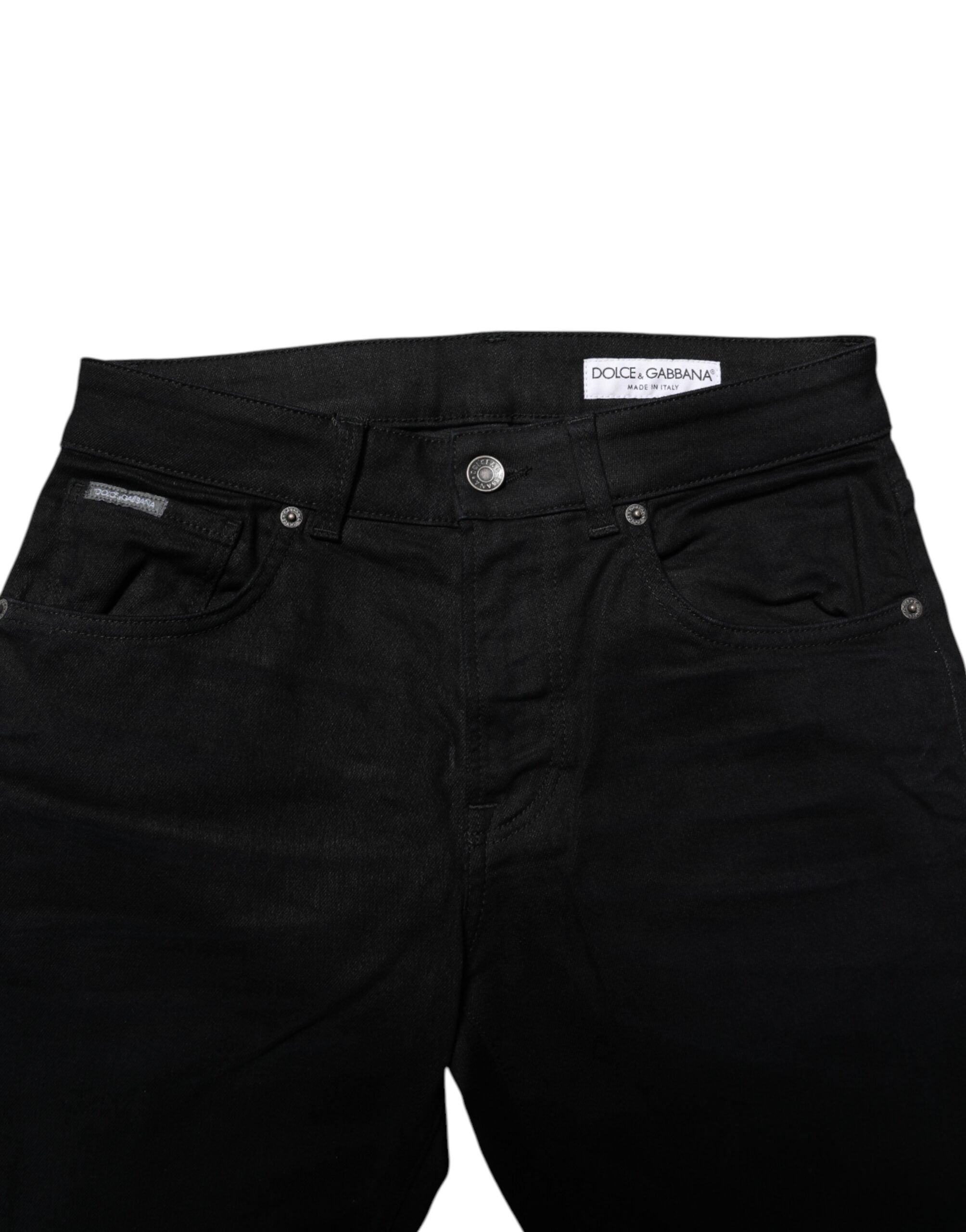 Jeans skinny en coton noir Dolce & Gabbana, coupe ajustée, avec détails classiques en denim pour un style élégant.