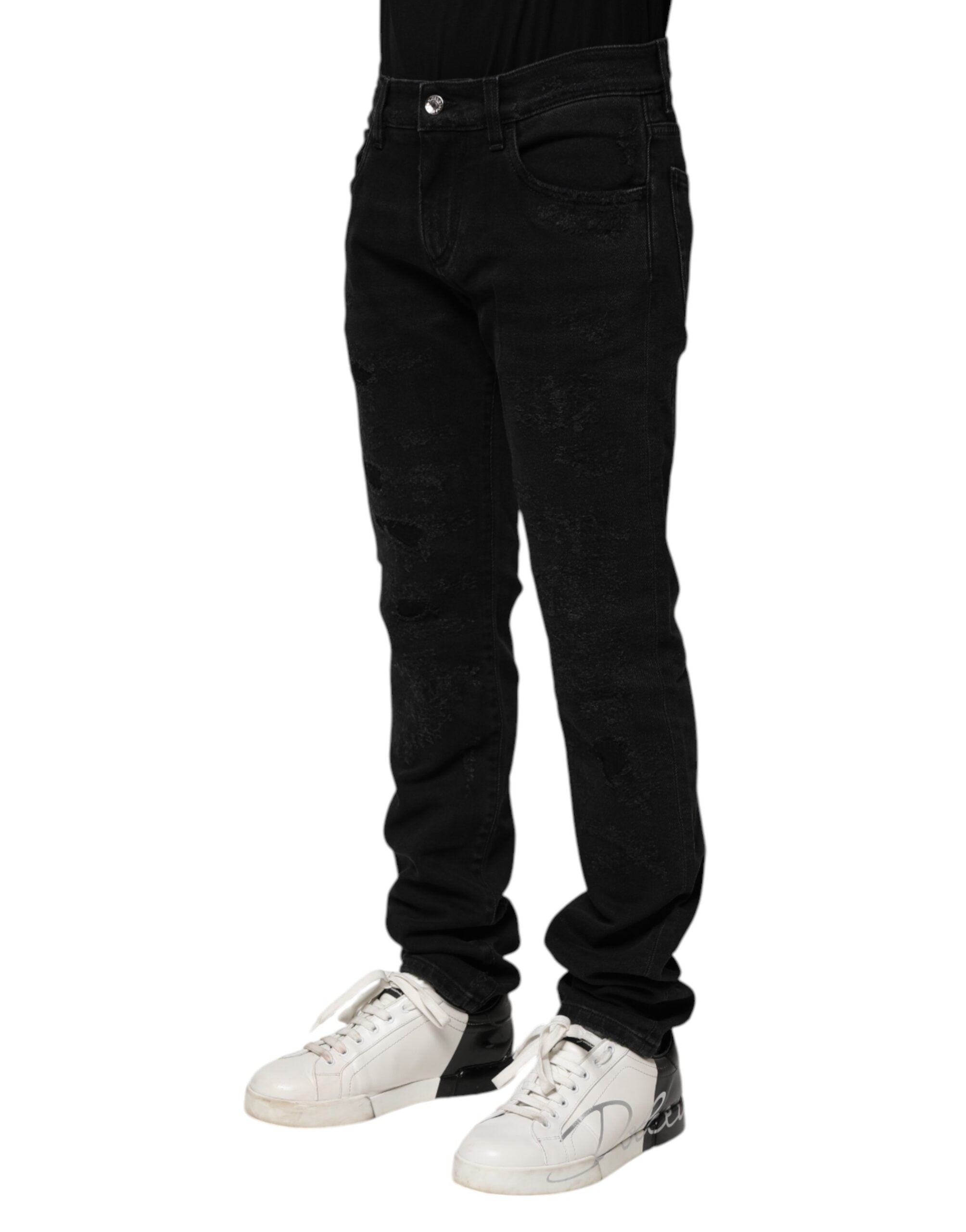 Jeans homme skinny en coton noir de Dolce & Gabbana, coupe ajustée et style moderne, visibles avec détails en denim.
