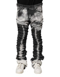 Jeans droits en denim tie-dye noir de Dolce & Gabbana, style décontracté, tissu en coton avec motif coloré unique.