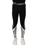 Pantalon slim noir et argent en nylon Dolce & Gabbana pour homme, leggings ajustés et modernes.