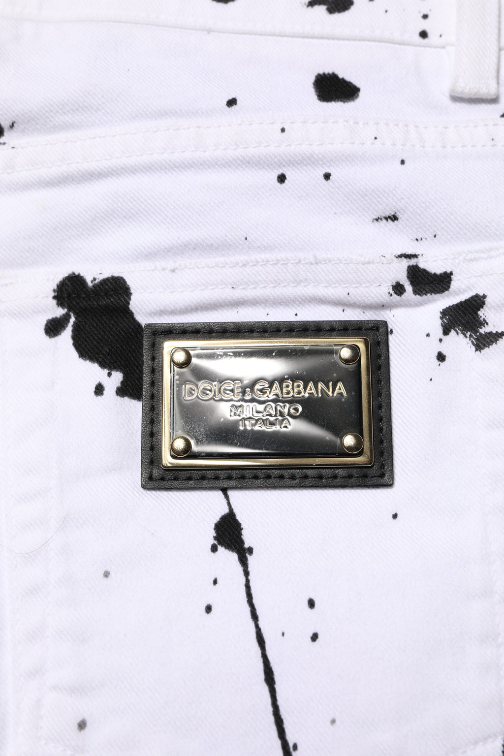 Jeans skinny en denim blanc Dolce & Gabbana ColorSplash avec détails colorés, ajustés et tendance.