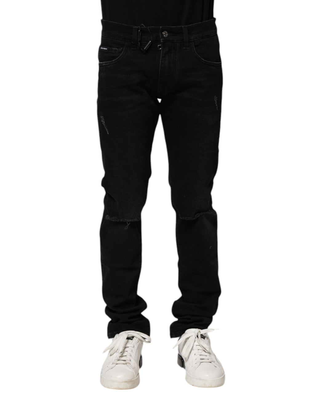 Jeans slim en coton noir de Dolce & Gabbana pour homme, coupe ajustée et détails classiques en denim.