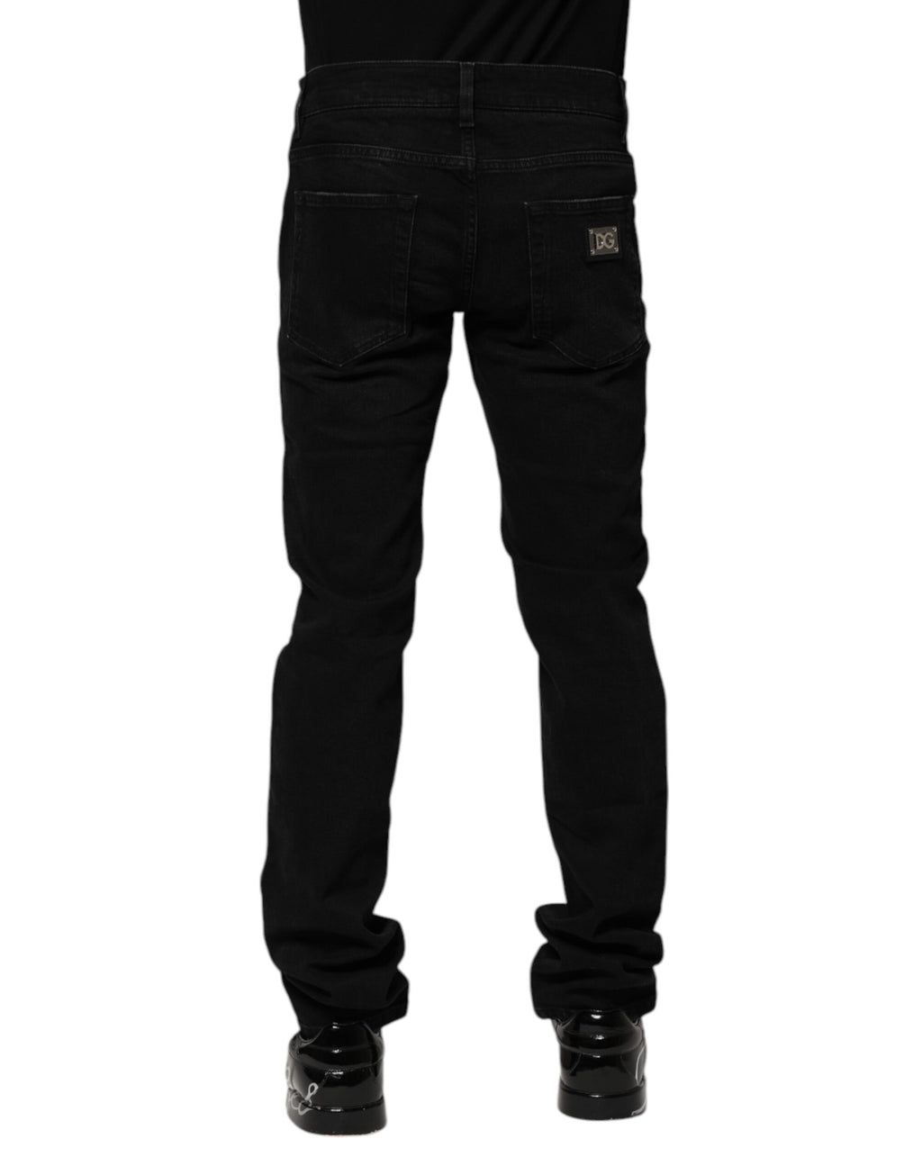 Jeans skinny en coton noir de Dolce & Gabbana pour homme, coupe ajustée et détails modernes.
