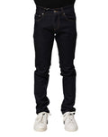 Jean homme skinny en denim noir Dolce & Gabbana en coton, ajusté et moderne avec détails de couture visibles.