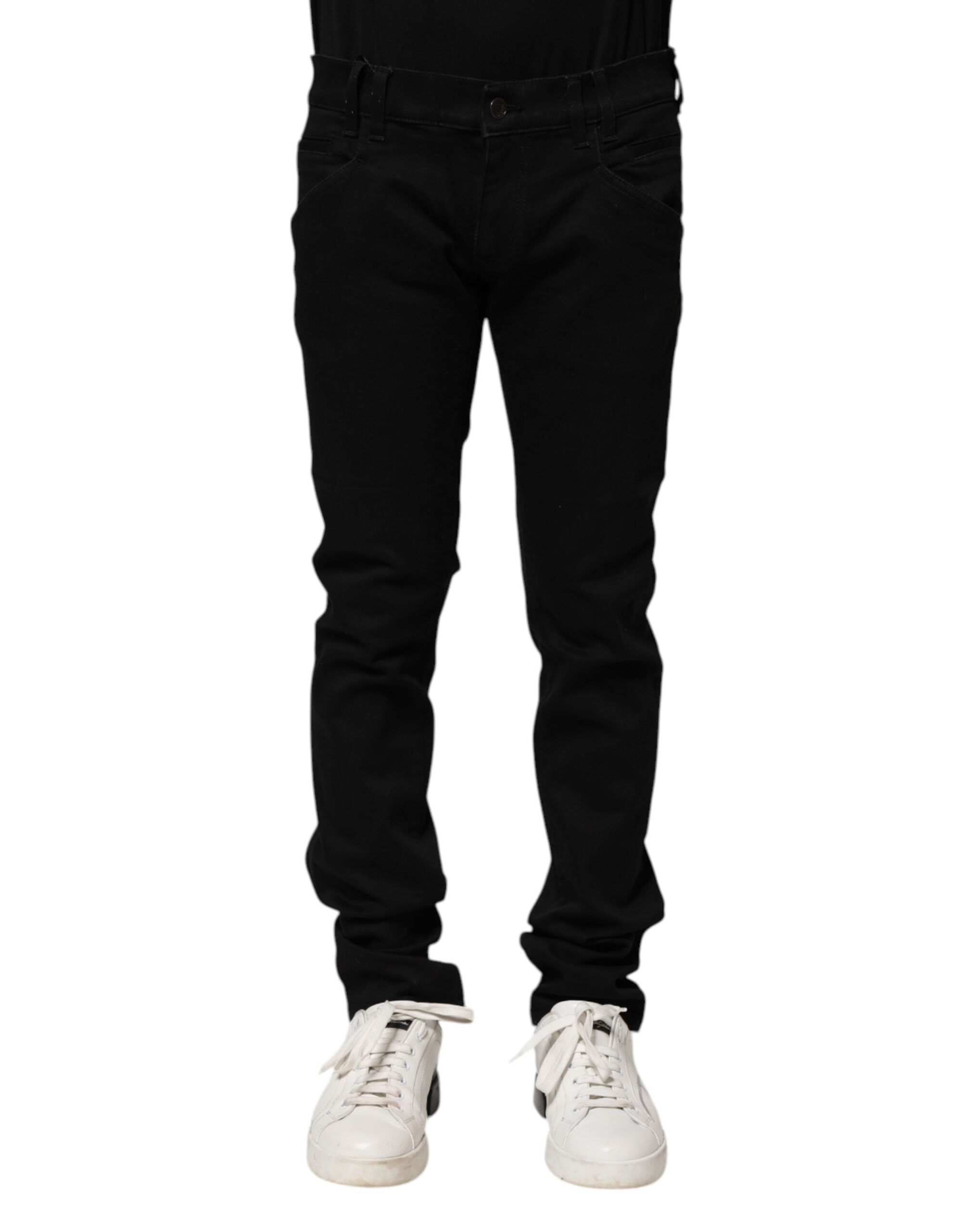 Jeans homme skinny en coton noir de Dolce & Gabbana, coupe ajustée et détail classique en denim.