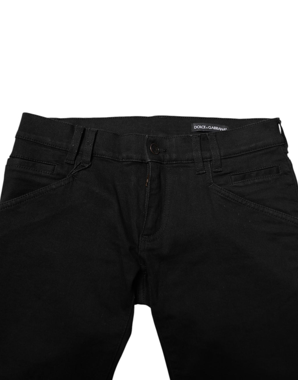 Jeans slim en coton noir de Dolce & Gabbana pour homme, denim ajusté avec détails élégants.