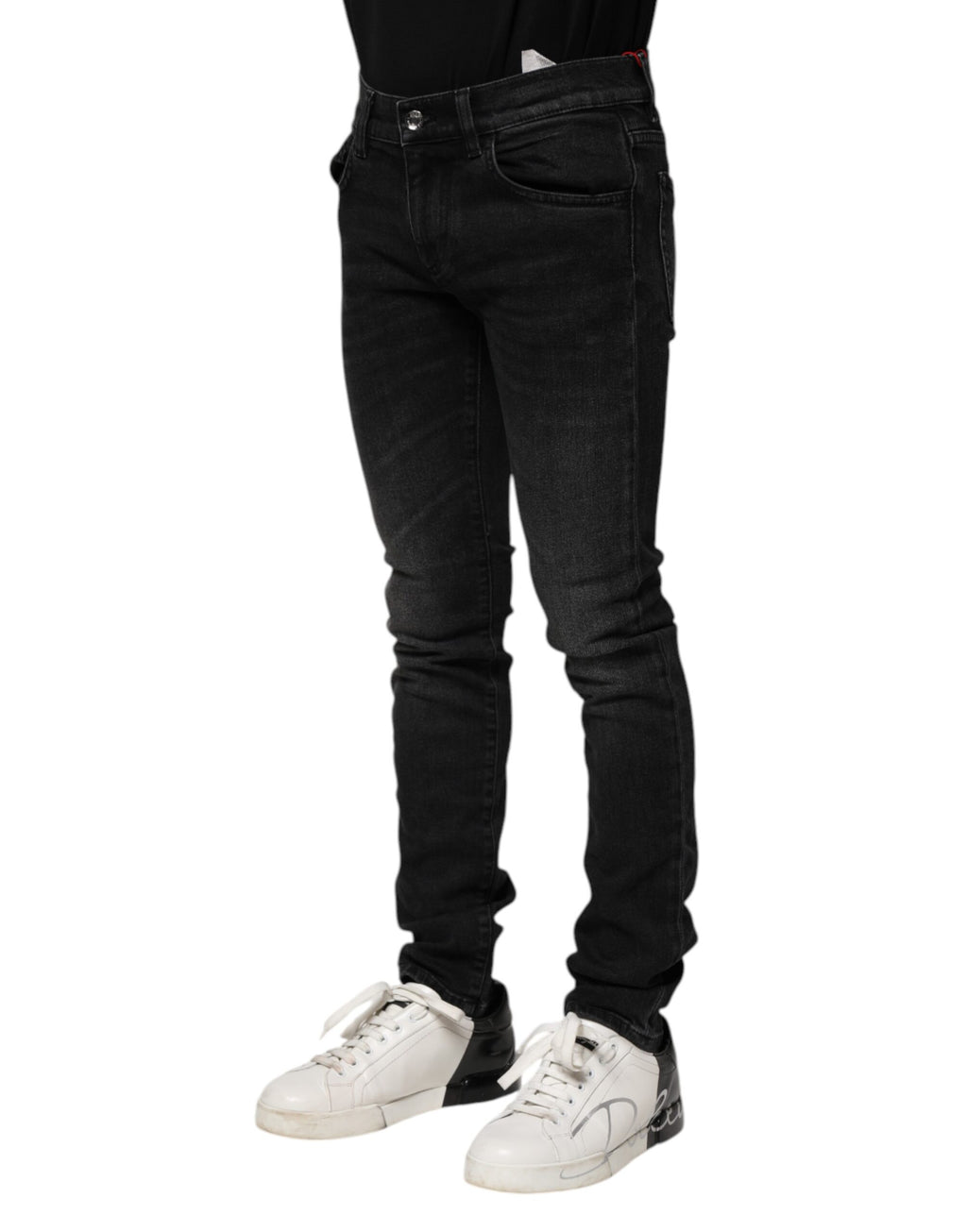 Jeans slim en coton noir de Dolce & Gabbana pour homme, coupe skinny, avec détails en denim.