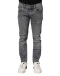 Jeans skinny en coton gris de Dolce & Gabbana pour homme, coupe ajustée et détails en denim.