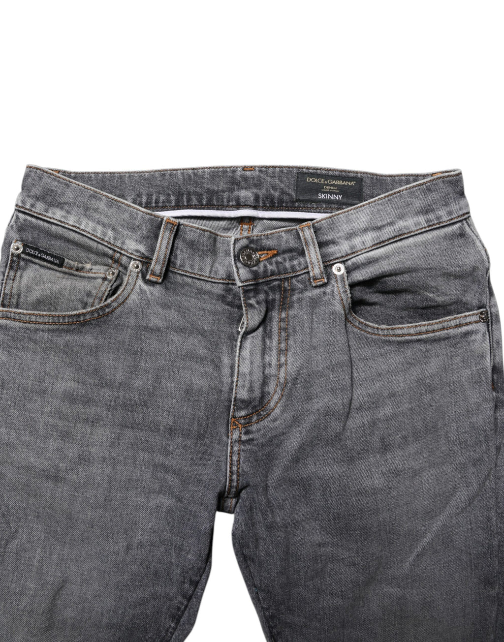 Jeans slim en coton gris de Dolce & Gabbana pour homme, coupe ajustée et style moderne.