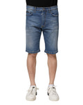 Shorts bermuda pour homme en denim bleu stretch de Dolce & Gabbana, avec coupe classique et détails en coton.