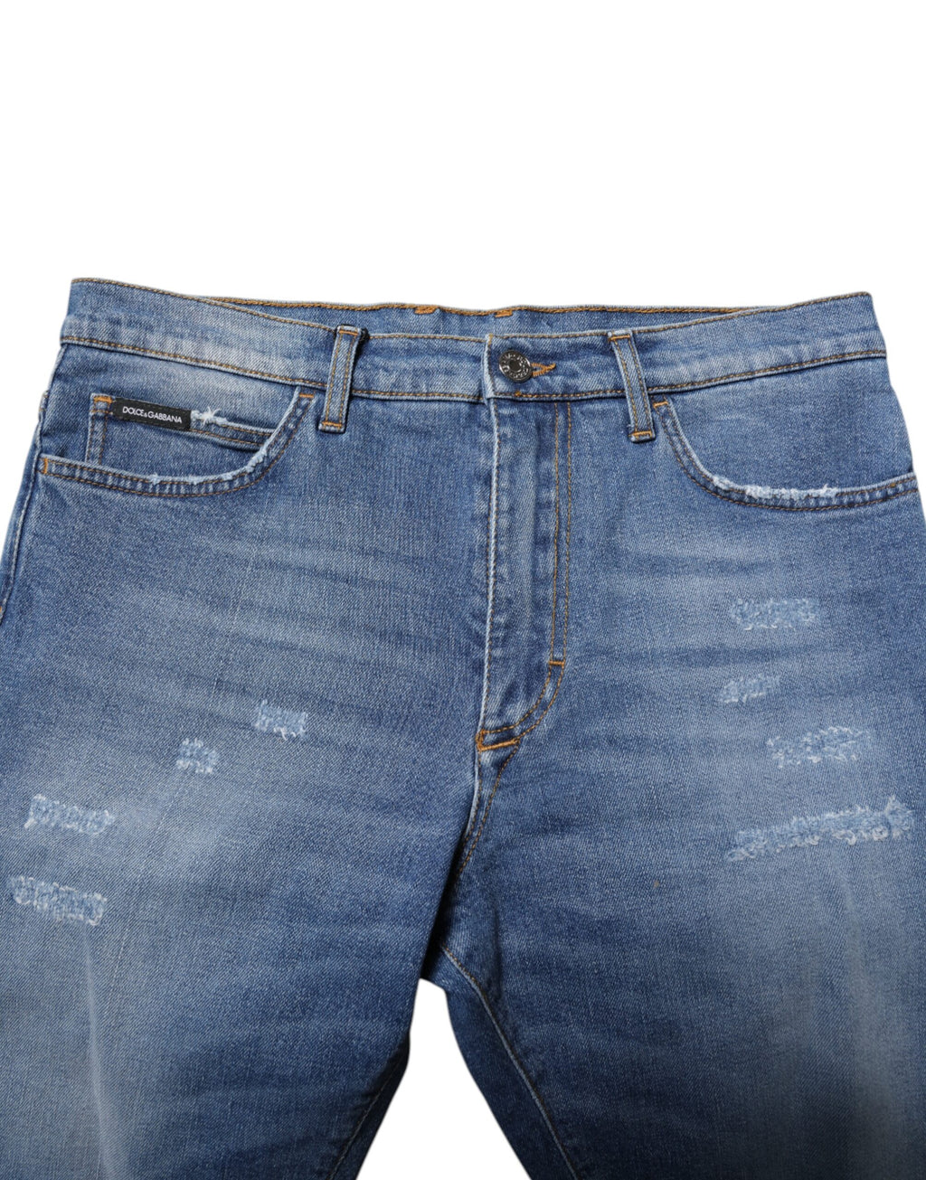 Shorts bermuda en coton stretch bleu pour homme de Dolce & Gabbana, denim, avec coupe décontractée et détails modernes.