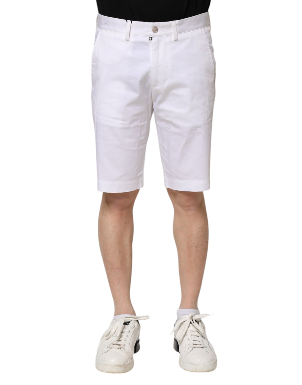 Shorts bermuda en coton stretch blanc pour homme de Dolce & Gabbana, denim, style décontracté et élégant.