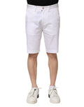 Shorts bermuda en coton stretch blanc pour homme de Dolce & Gabbana, denim, style décontracté et élégant.