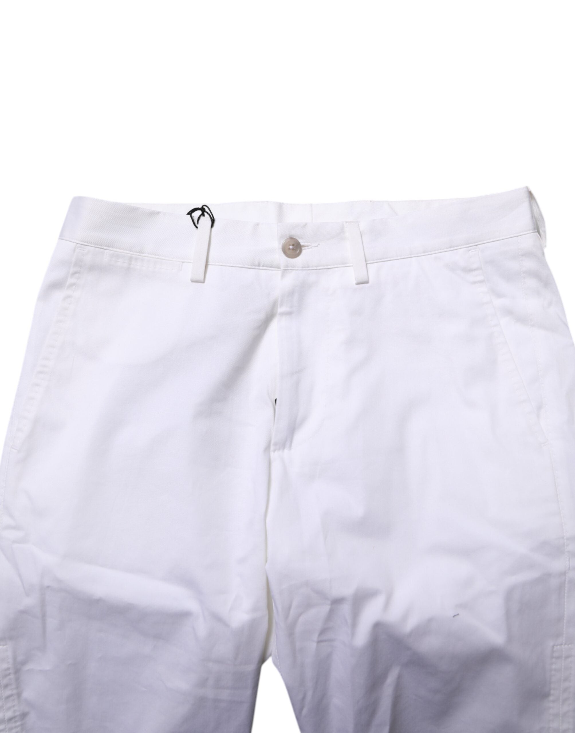 Shorts bermuda homme en coton blanc stretch de Dolce & Gabbana, denim, style décontracté et confortable.