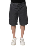 Shorts bermuda en denim stretch gris foncé Dolce & Gabbana en coton, vue de face, décontractés et élégants.